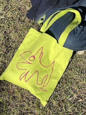 Neon Hand-Drawn Print Tote Bag